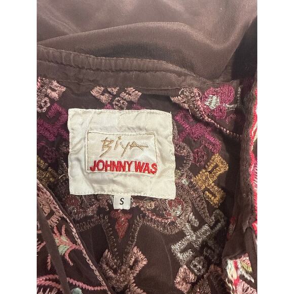 Johnny Was Biya Silk Tunic Blouse Embroidered Size Small Preppy Trendy - Picture 13 of 14